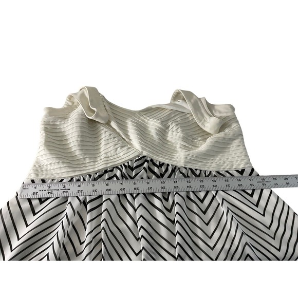Amanda Lane Black White Chevron Maxi Dress Women's 14W Pleated Bodice - Picture 4 of 9
